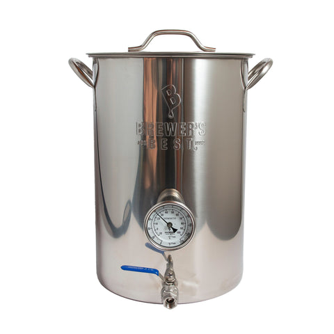 8 Gallon Brew Kettle with Thermometer & Ball Valve Ports