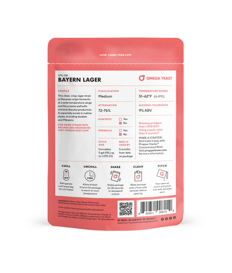 Omega Yeast | OYL-114 Bayern Lager | Double Pitch | 225 Billion Cells