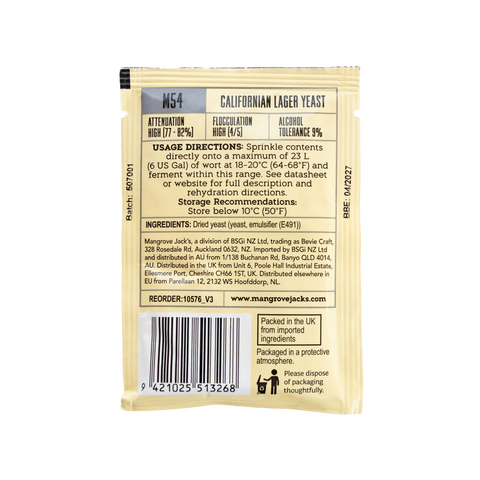 Mangrove Jack's M54 Californian Lager Yeast