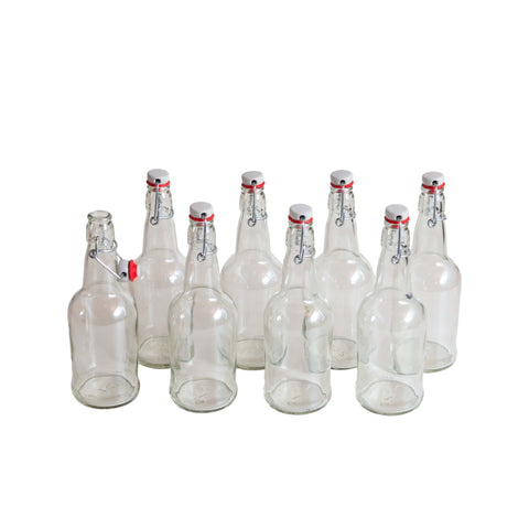 16 oz Amber Glass Beer Bottles for Home Brewing with Flip Caps