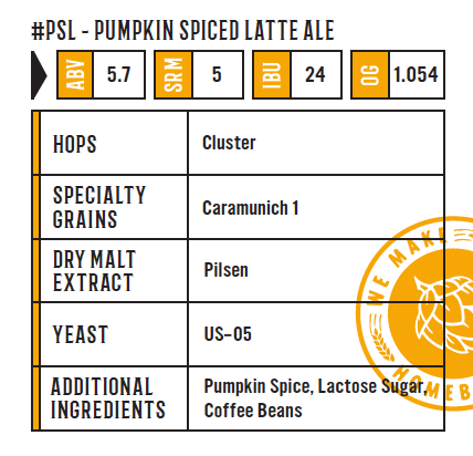 Pumpkin Spiced Latte 5 Gallon Beer Recipe Kit